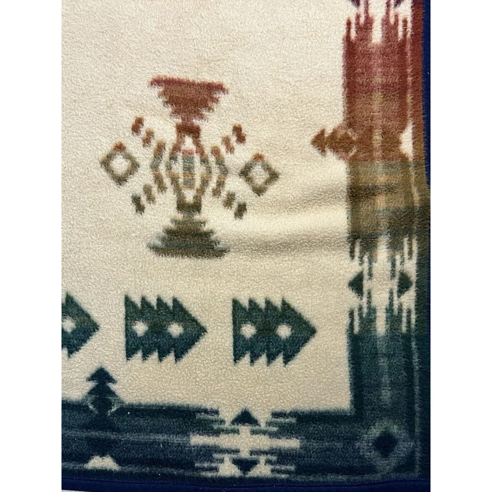 Vintage Beiderlack Blanket Aztec Colorful Reversible Southwest 76x54 Desert